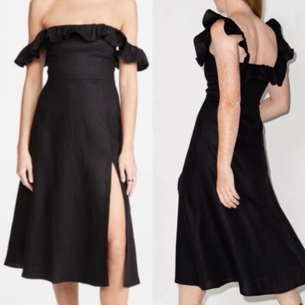 NWOT Reformation Reformation Amethyst Linen Dress Black Size 2 $298